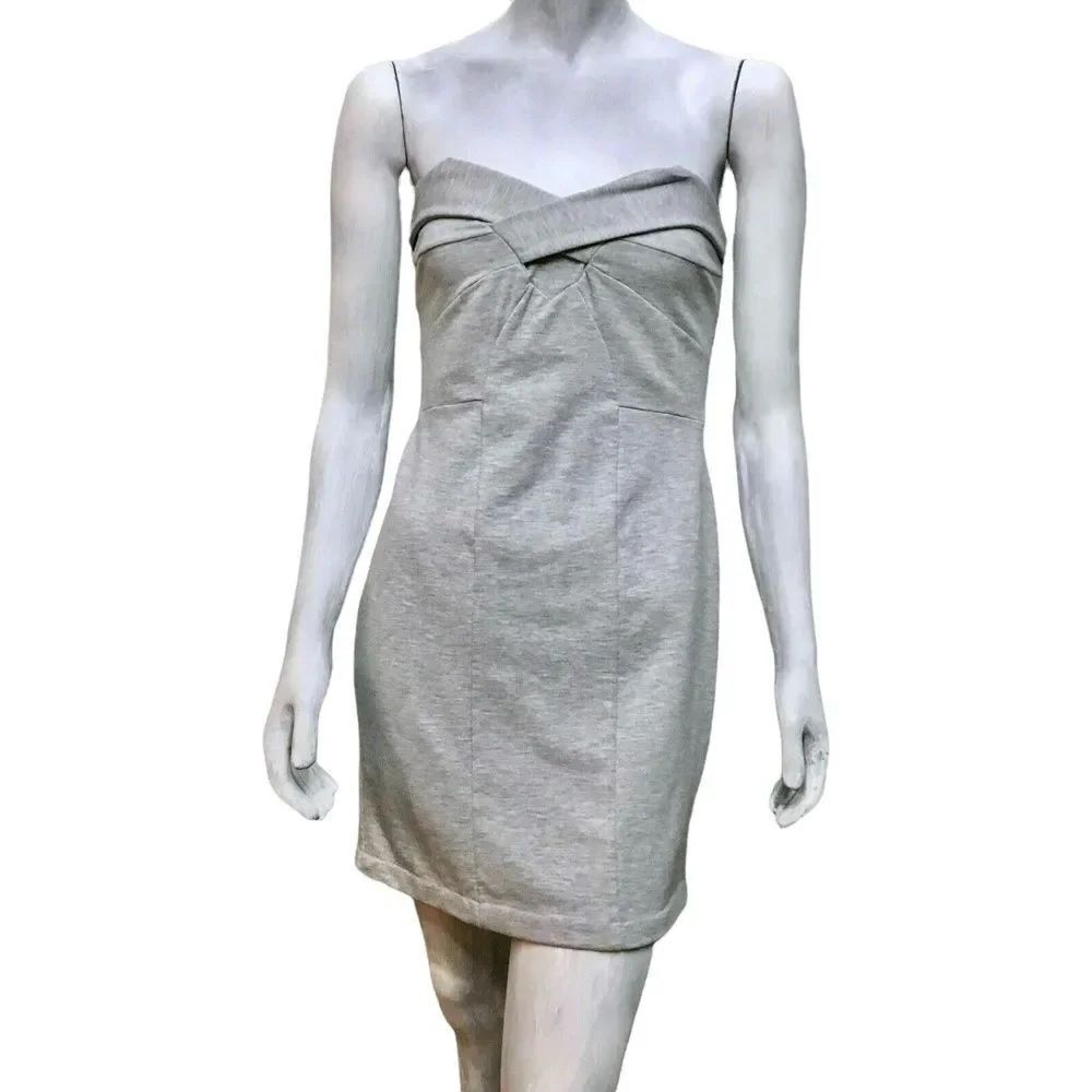 She Said... Womens Strapless Dress Gray Sheath Mini Solid M